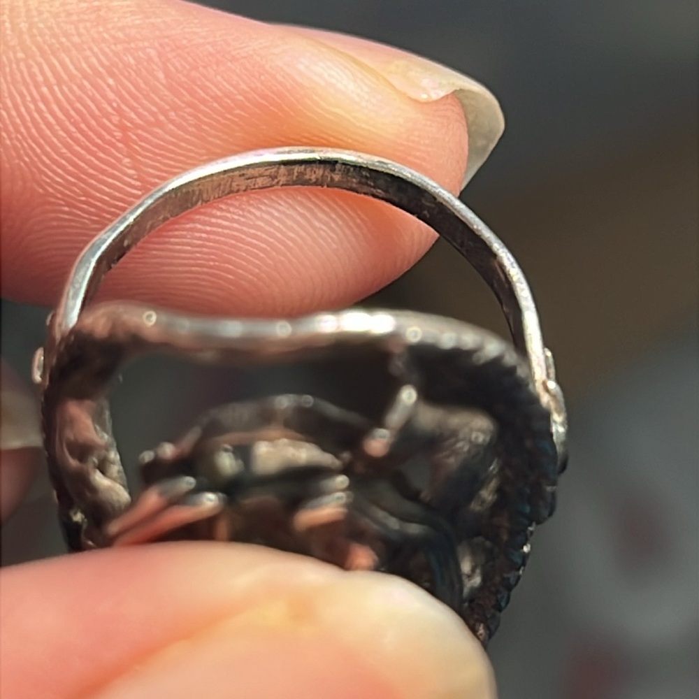 Antique sterling silver ring size 8 - Picture 5 of 6